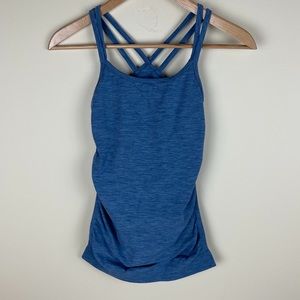 Sweaty Betty Strappy Ruched Tank Top Heather Blue